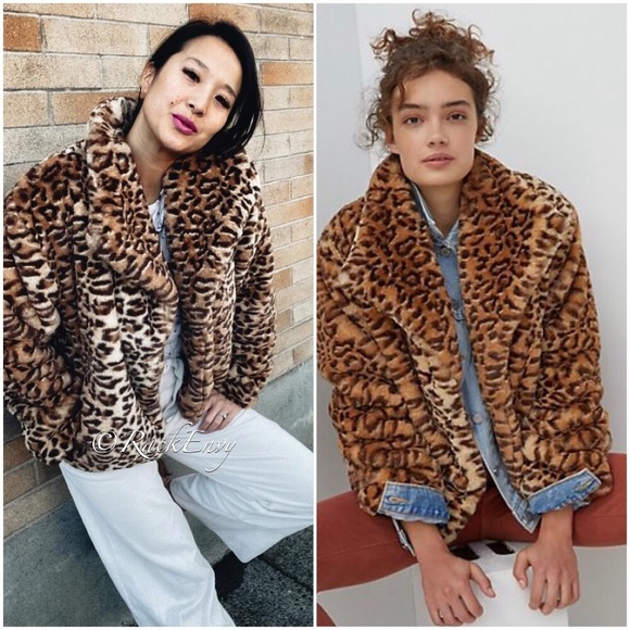 NWT ANTHROPOLOGIE LEOPARD FAUX FUR JACKET - Picture 7 of 8